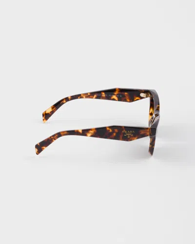 Prada Logo Rectangle-frame Sunglasses In Brown