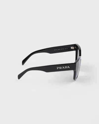 Prada Logo Rectangle-frame Sunglasses In Black