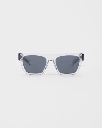 Prada Logo-print Rectangle-frame Sunglasses In Blue