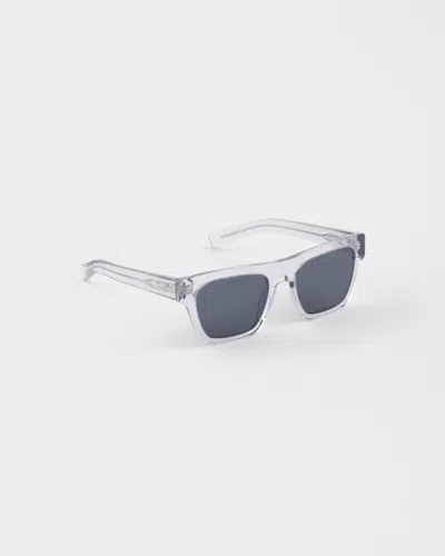 Prada Logo-print Rectangle-frame Sunglasses In Blue