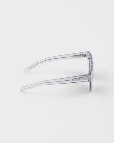 Prada Logo-print Rectangle-frame Sunglasses In Blue