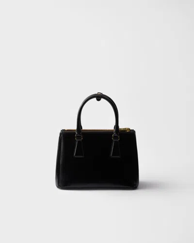 Prada Galleria Small Patent Saffiano Leather Bag In Black