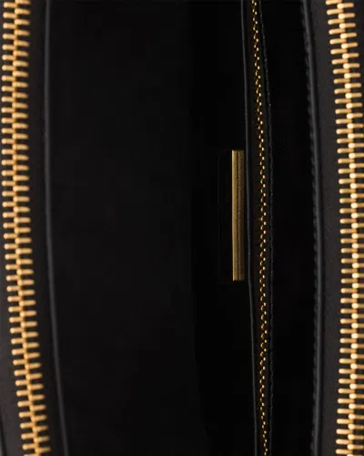 Prada Galleria Small Patent Saffiano Leather Bag In Black