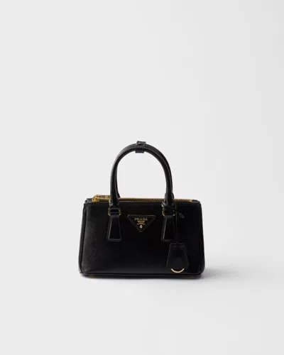 Prada Galleria Patent Saffiano Leather Mini-bag In Black