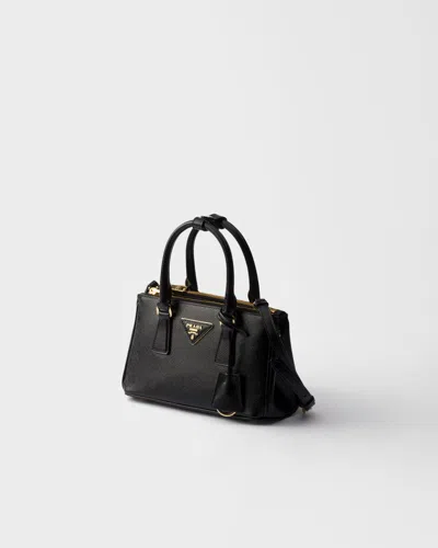 Prada Galleria Patent Saffiano Leather Mini-bag In Black