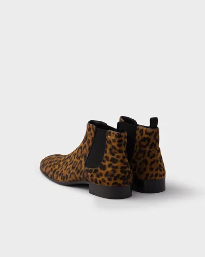 Prada Printed Leather Booties In Animal Print
