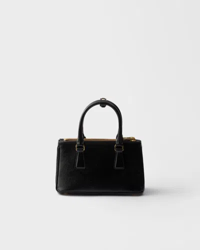 Prada Galleria Patent Saffiano Leather Mini-bag In Black