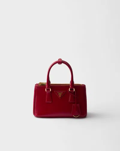 Prada Galleria Patent Saffiano Leather Mini-bag In Red