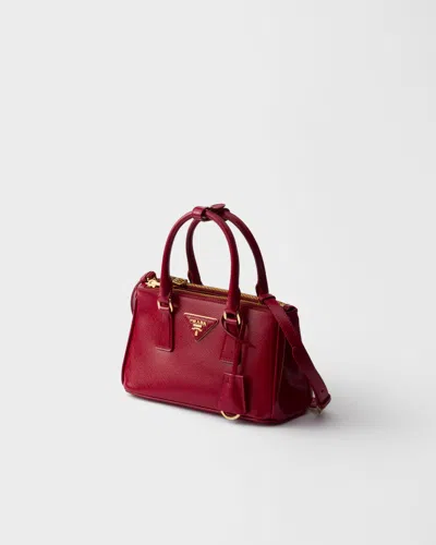 Prada Galleria Patent Saffiano Leather Mini-bag In Red
