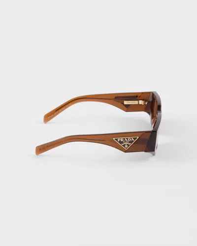 Prada Rectangle-frame Logo Sunglasses In Brown