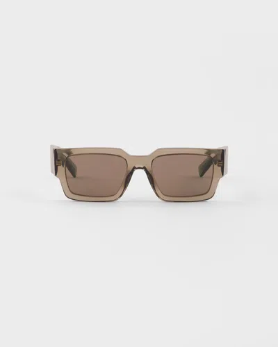 Prada Eyewear Rectangle Frame Sunglasses In Brown