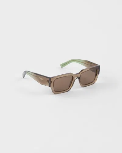 Prada Eyewear Rectangle Frame Sunglasses In Brown