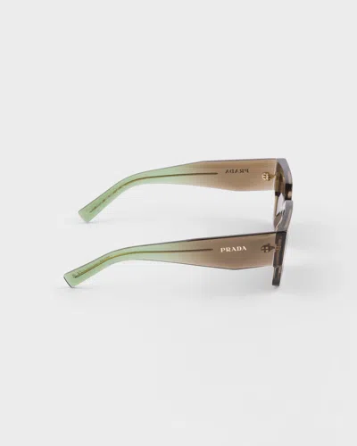 Prada Eyewear Rectangle Frame Sunglasses In Brown
