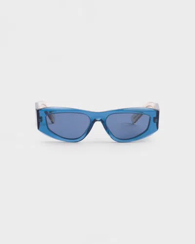 Prada Symbole Rectangle-frame Sunglasses In Blue