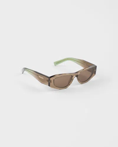 Prada Symbole Rectangular-frame Sunglasses In Brown