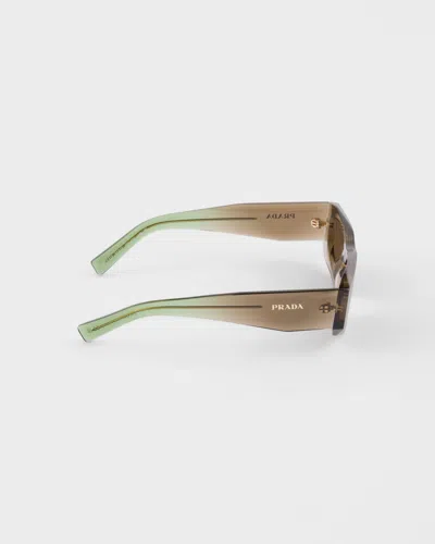 Prada Symbole Rectangular-frame Sunglasses In Brown