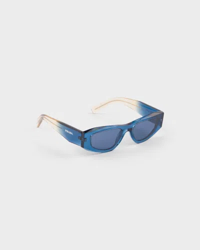 Prada Symbole Rectangle-frame Sunglasses In Blue