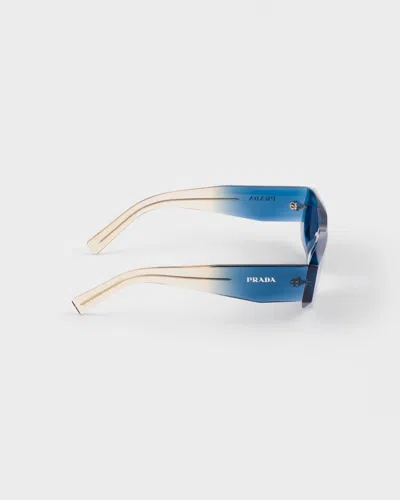 Prada Symbole Rectangle-frame Sunglasses In Blue