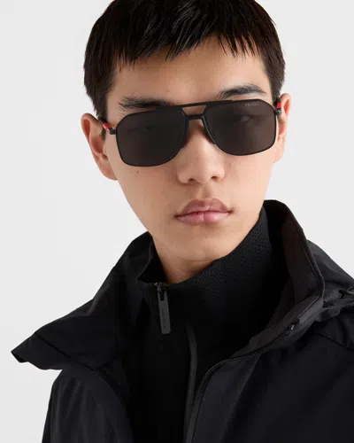 Prada Linea Rossa Square-frame Sunglasses In Gray