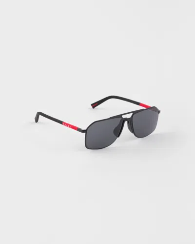 Prada Linea Rossa Square-frame Sunglasses In Gray