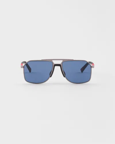 Prada Linea Rossa Metal-frame Sunglasses In Blue