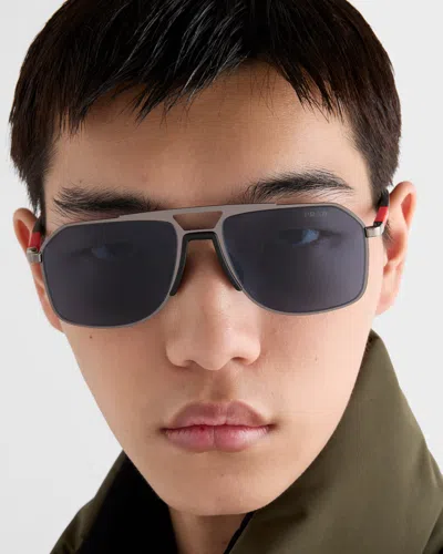Prada Linea Rossa Metal-frame Sunglasses In Blue