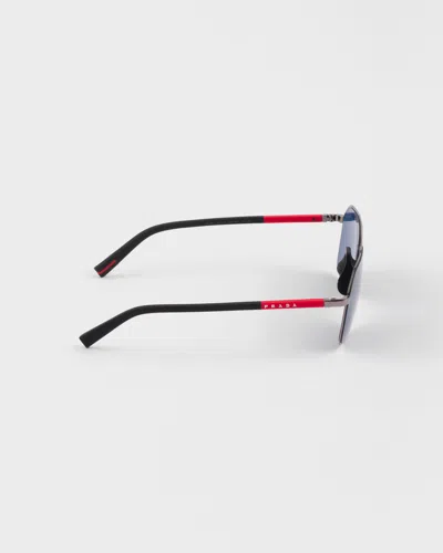 Prada Linea Rossa Metal-frame Sunglasses In Blue