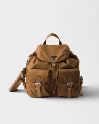 Prada Medium Re-nylon Backpack With Pouch In Brown