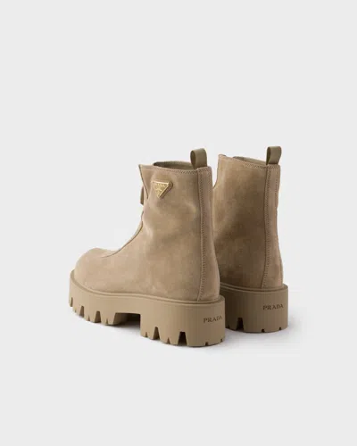 Prada Chunky Sole Ankle Boots With Pull Tab In Nude