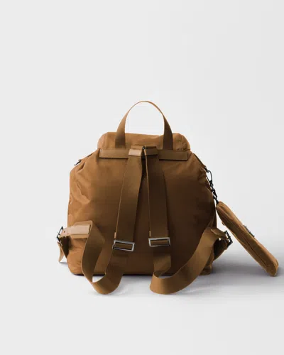 Prada Medium Re-nylon Backpack With Pouch In Brown