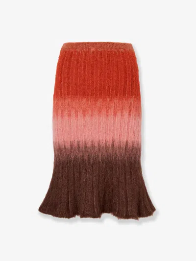 Fendi Gradient Mohair And Wool High-waisted Midi Skirt Clothing In Gray