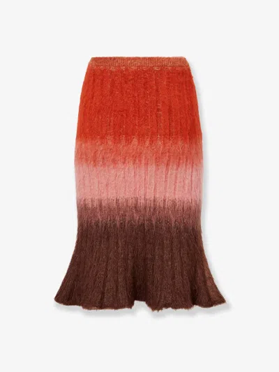 Fendi Gradient Mohair And Wool High-waisted Midi Skirt Clothing In Gray