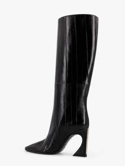 Fendi 95mm Eel Leather Curved Heel Knee-high Boots In Multi