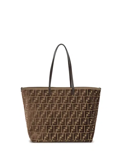 Fendi Women Brown Roll Large Reversible Shopper Bag In Brown