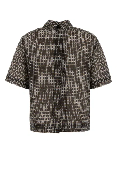 Fendi Women Printed Silk Blend Polo Shirt In Black