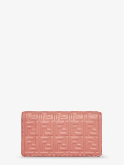 Fendi Women Wallet On Chain Baguette Leather Bag In Brown