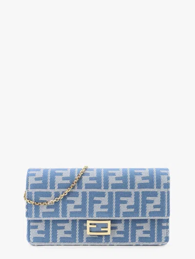 Fendi Women Wallet On Chain Baguette With Shoulder Strap With All-over Ff Motif In Brown