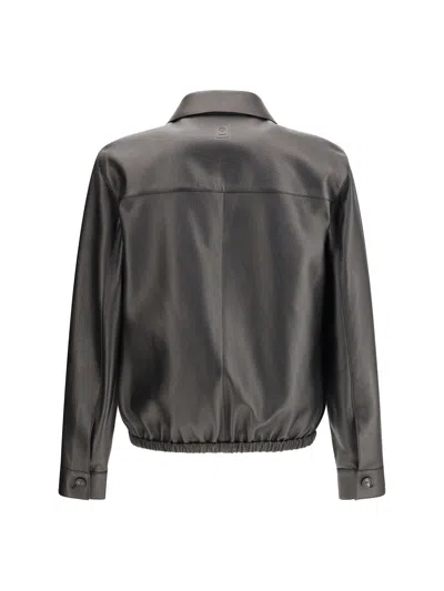Ferragamo Men Deerskin Blouson In Black