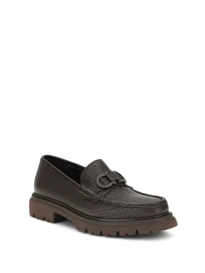 Ferragamo Men Gancini Loafers In Brown
