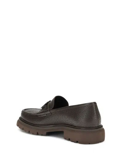 Ferragamo Men Gancini Loafers In Brown