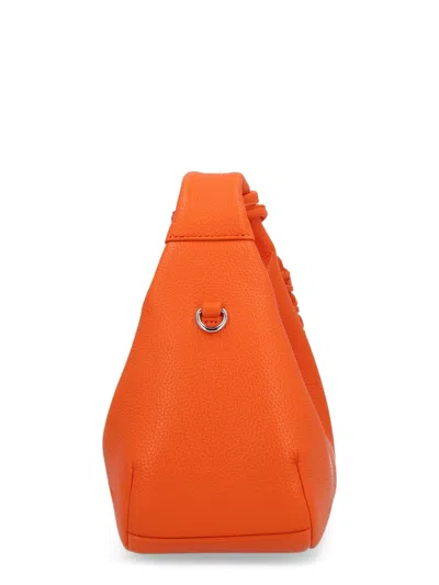 Ganni Mini Textured Leather Tote Bag In Orange