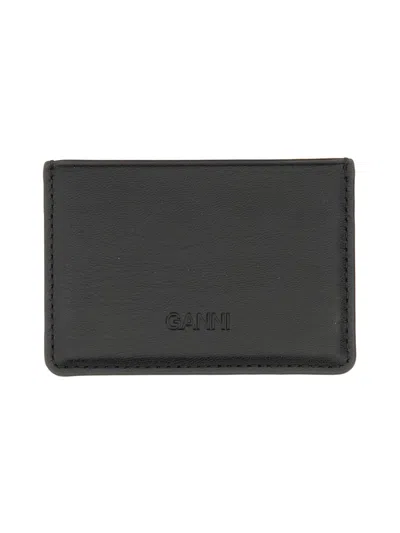 Ganni Bou Card Holder In Black