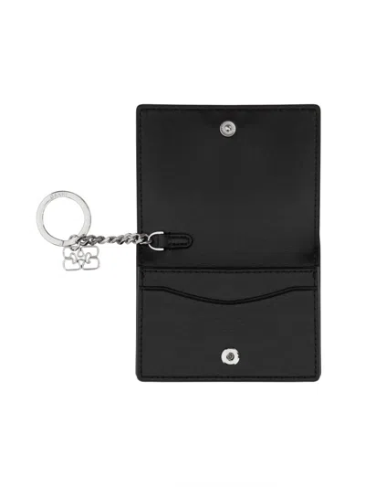 Ganni Bou Card Holder With Animals In Black