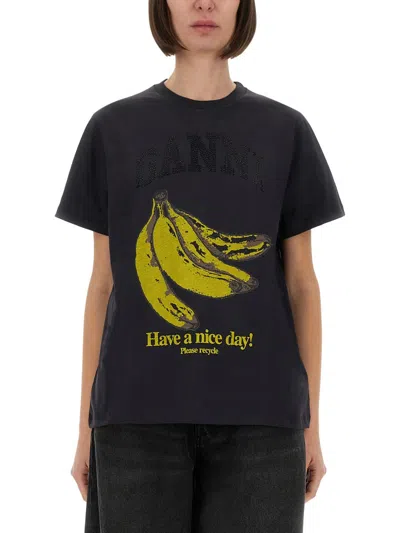 Ganni Relaxed Banana T-shirt In Black