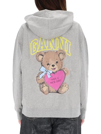 Ganni Women Teddy Sweatshirt In Gray