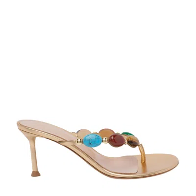 Gianvito Rossi Shanti Thong 70mm Leather Sandals In Multi