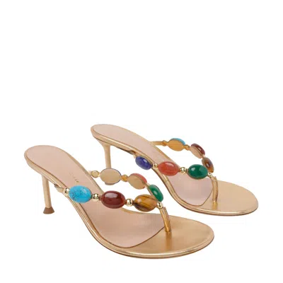 Gianvito Rossi Shanti Thong 70mm Leather Sandals In Multi