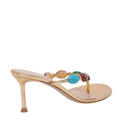 Gianvito Rossi Shanti Thong 70mm Leather Sandals In Multi