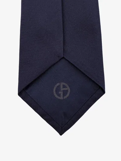 Giorgio Armani Silk Tie With 8cm Width And Monogram Detail In Black