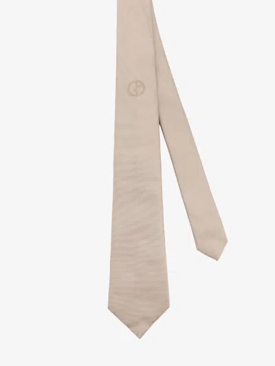 Giorgio Armani Monogram Silk Tie In Brown